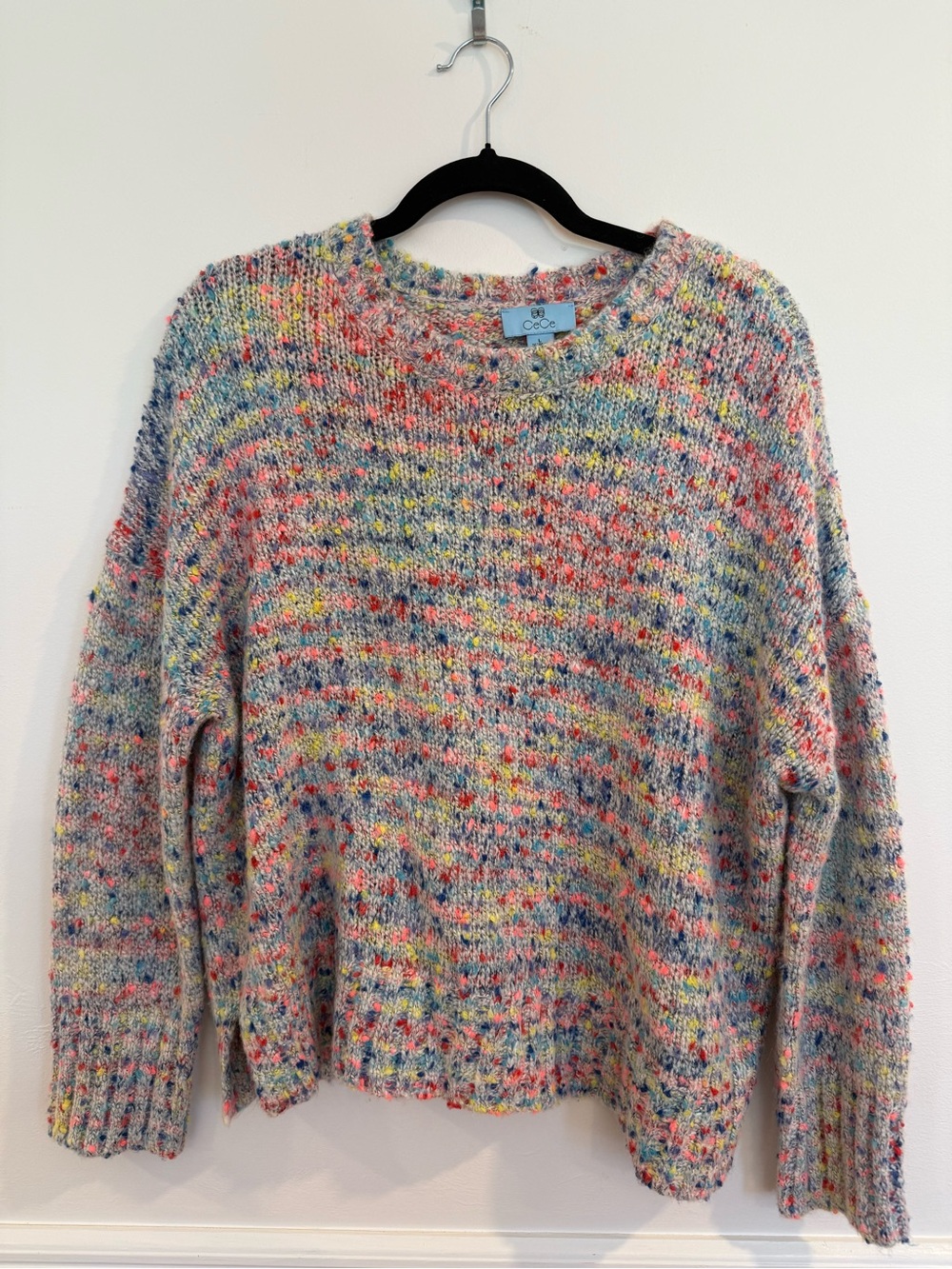 CeCe Multicolor Speckled Crewneck Sweater — Pastel Fleck